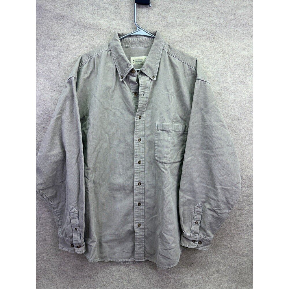 Eddie Bauer Mens Corduroy Shirt Beige Long Sleeve Button Down Cotton Casual